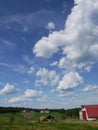 Farm: big sky barn and cow Royalty Free Stock Photo