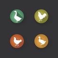 Farm birds silhouette. Animals Livestock button. Royalty Free Stock Photo