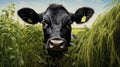 farm black cow head