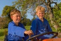 Farm Boys with tractor Royalty Free Stock Photo