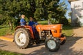 Farm Boys with tractor Royalty Free Stock Photo