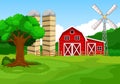 Farm building cartoon background