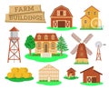 Farm buildings and constructions flat infographic elements