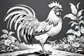 Farm chicken domestic monochrome artistic line drawing