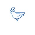 Farm chicken line icon concept. Farm chicken flat vector symbol, sign, outline illustration.
