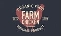 Farm Chicken vintage logo concept. Chicken silhouette Trendy retro style. Vintage poster. Logo Template. Vector illustration