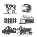 Farm collection. Black and white illustration.