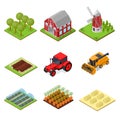 Farm Color Icons Set Isometric View. Vector Royalty Free Stock Photo