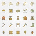 Farm colorful icons collection