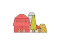barn, silo, windmill vector flat illustation Royalty Free Stock Photo