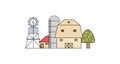 barn, silo, windmill vector flat illustation Royalty Free Stock Photo