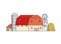 barn, silo, windmill vector flat illustation Royalty Free Stock Photo