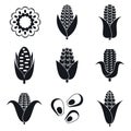 Farm corn icons set, simple style Royalty Free Stock Photo