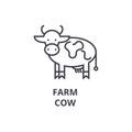 Farm cow line icon, outline sign, linear symbol, vector, flat illustration