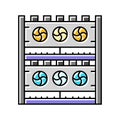 farm cryptocurrency mining color icon vector illustration