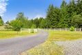 Farm driveway with wooden fence in Olympia, Washington state