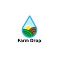 Farm drop with sun logo vector concept, icon, element, and template for company Royalty Free Stock Photo