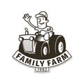 Farm emblem with a tractor driver