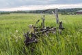 Farm equipment in a field Royalty Free Stock Photo