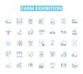 Farm exhibition linear icons set. Agriculture, Cattle, Farming, Livestock, Machinery, Tractors, Harvest line vector and Royalty Free Stock Photo