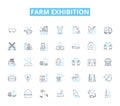 Farm exhibition linear icons set. Agriculture, Cattle, Farming, Livestock, Machinery, Tractors, Harvest line vector and Royalty Free Stock Photo