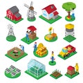 Farm Facilities Workers isometric icons set