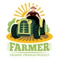 Farm and farmer, organic product premium label