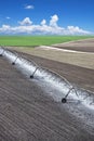 Farm field with irrigation system