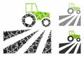 Farm field with tractor Mosaic Icon of Unequal Parts Royalty Free Stock Photo