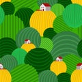 Farm and Fields pattern seamless. Ranch and arable land background Royalty Free Stock Photo