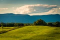 Farm fields and view of Massanutten Mountain, in the Shenandoah Royalty Free Stock Photo