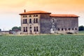 Farm and filed at the sunset Royalty Free Stock Photo