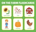 Farm Flashcards with Picture and Word Name Vector Template