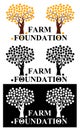 Farm foundation logo with orange trees.