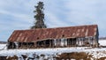 Farm Fragile Old Barn Structure Snow Landscape Royalty Free Stock Photo