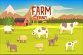 Farm Frenzy Illustration With Field Full Of Animals
