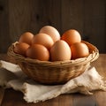 Farm fresh, cage free, organic brown eggs.