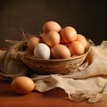 Farm fresh, cage free, organic brown eggs.