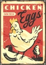 Farm fresh chicken eggs retro sign Royalty Free Stock Photo