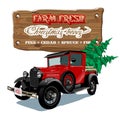 Farm Fresh Christmas Trees retro poster Royalty Free Stock Photo