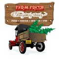 Farm Fresh Christmas Trees retro poster Royalty Free Stock Photo