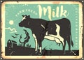 Farm fresh milk vintage vector sign layout