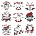 Farm fresh pork meat emblems. Design elements for logo, label, s