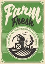 Farm fresh products retro poster design Royalty Free Stock Photo