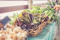 Farm fresh vegetables and lettuces on display at farmers market harvest festival Royalty Free Stock Photo