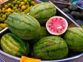 Farm Fresh Watermelon and Oranges Stacked together Royalty Free Stock Photo