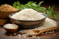 Farm freshness Jasmine white rice in wooden bowl exudes natural charm