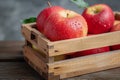 Farm freshness Wooden box with apple and open creative possibilities