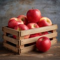 Farm freshness Wooden box with apple and open creative possibilities