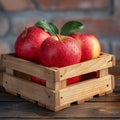 Farm freshness Wooden box with apple and open creative possibilities